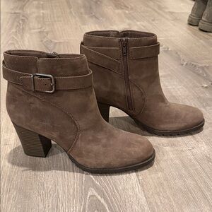 Clarks Brown Ankle Boots with Buckle